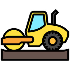 Compactor Roller lineal multi color icon. related to heavy machinery industry, construction theme. best for UI, UX, app and web development.