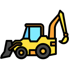 Backhoe lineal multi color icon. related to heavy machinery industry, construction theme. best for UI, UX, app and web development.