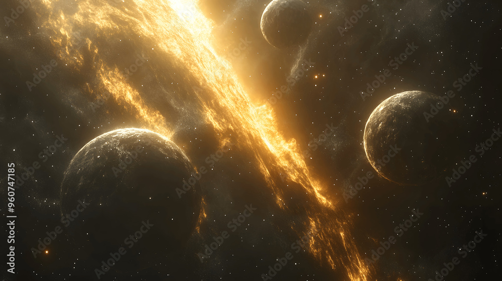 Canvas Prints planets glowing in deep space with swirling nebulae