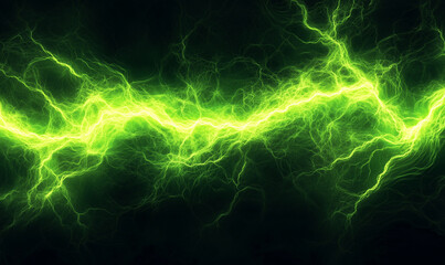 Fototapeta premium Electric Spectacle: Two Striking Electric Arcs in Neon Green