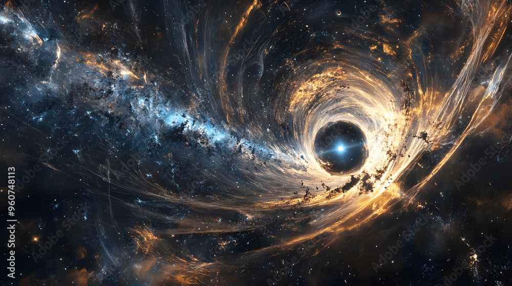 Canvas Prints giant black hole in deep space with light pulled into event horizon