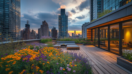 Fototapeta premium rooftop garden in the city