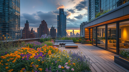 Fototapeta premium rooftop garden in the city