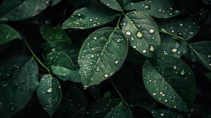 Fototapeta premium A leafy green plant with droplets of water on it