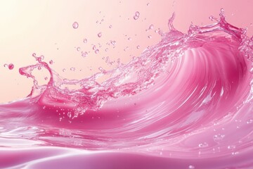 Abstract Pink Wave on Pastel Background