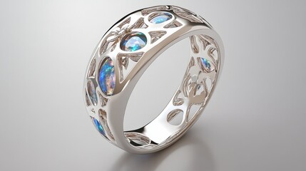 A silver ring with a flower design on it