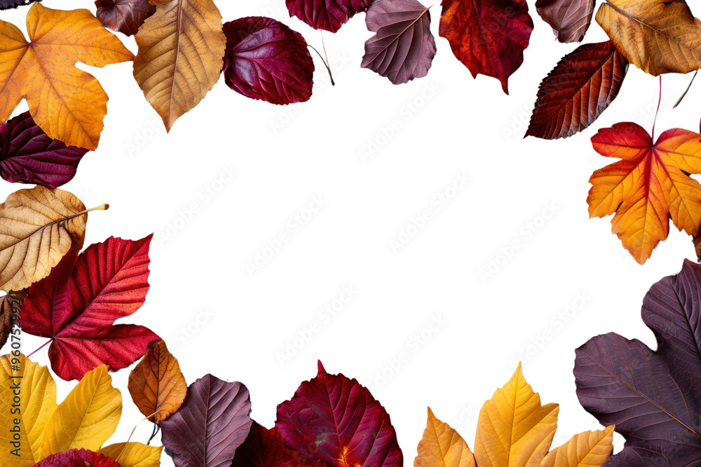 Poster PNG A Fall leaves frame on the white background