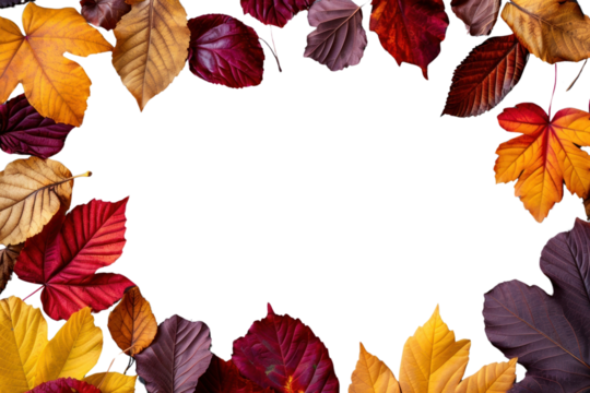 PNG A Fall leaves frame on the white background