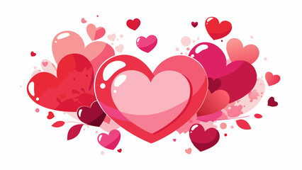 Cluster of Red Hearts with Romantic Design on White Background