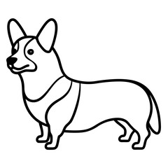 Minimalist Line Art of Corgi Dog in Modern Outline Style