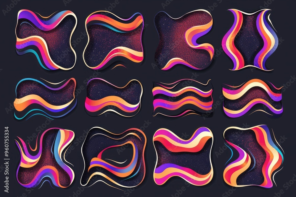 Poster a unique composition of wavy shapes, great for backgrounds and creative projects