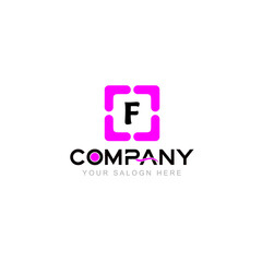 Letter F Logo Vector Design Illustration with Company Name and Your Text Here . Logo Template on white background.