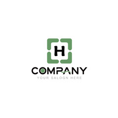 Letter H Logo Vector Design Illustration with Company Name and Your Text Here . Logo Template on white background.