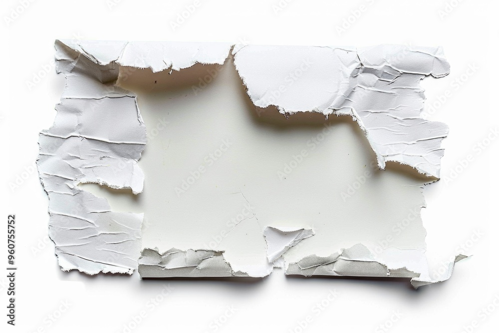Poster A white background fragment with a torn edge, possibly from a document or note