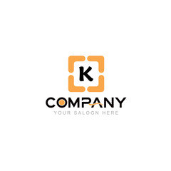 Letter K Logo Vector Design Illustration with Company Name and Your Text Here . Logo Template on white background.