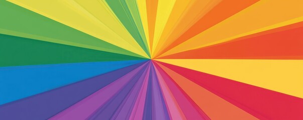 Vibrant rainbow-colored paper with radiant rays creating a colorful abstract background design perfect for creativity and artistic expressions