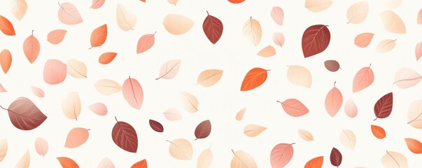 Elegant seamless pattern with digital illustration of autumn leaves in warm tones for textile and wallpaper design