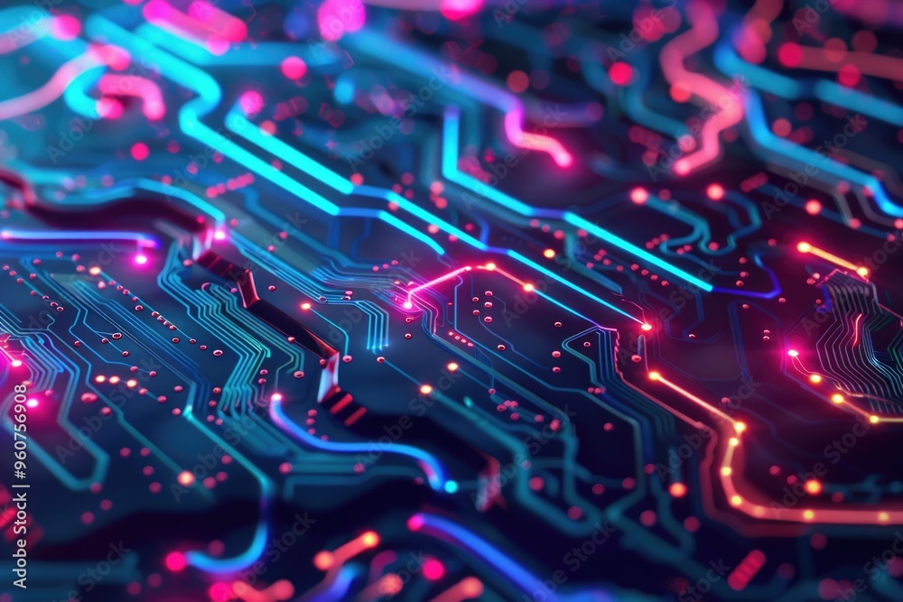 Poster a detailed view of electronic components on a motherboard, perfect for technology and electronics re