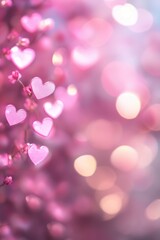 Valentine's Day Pink Hearts with blurred Background