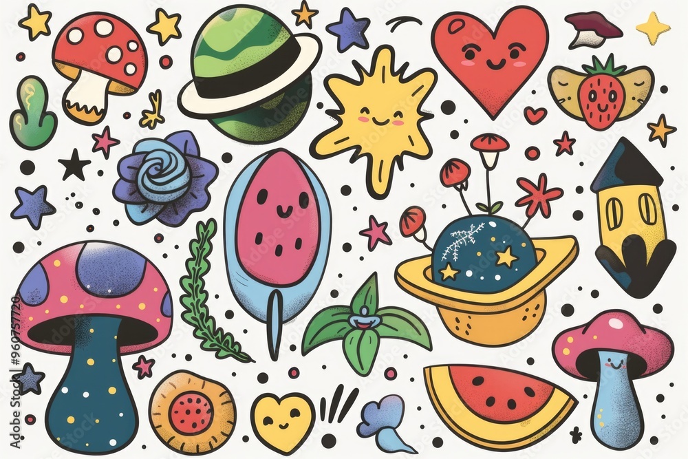 Poster a mix of different items, ideal for illustrating diversity or showcasing a wide range of products