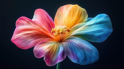 Rainbow Flower on Black Background