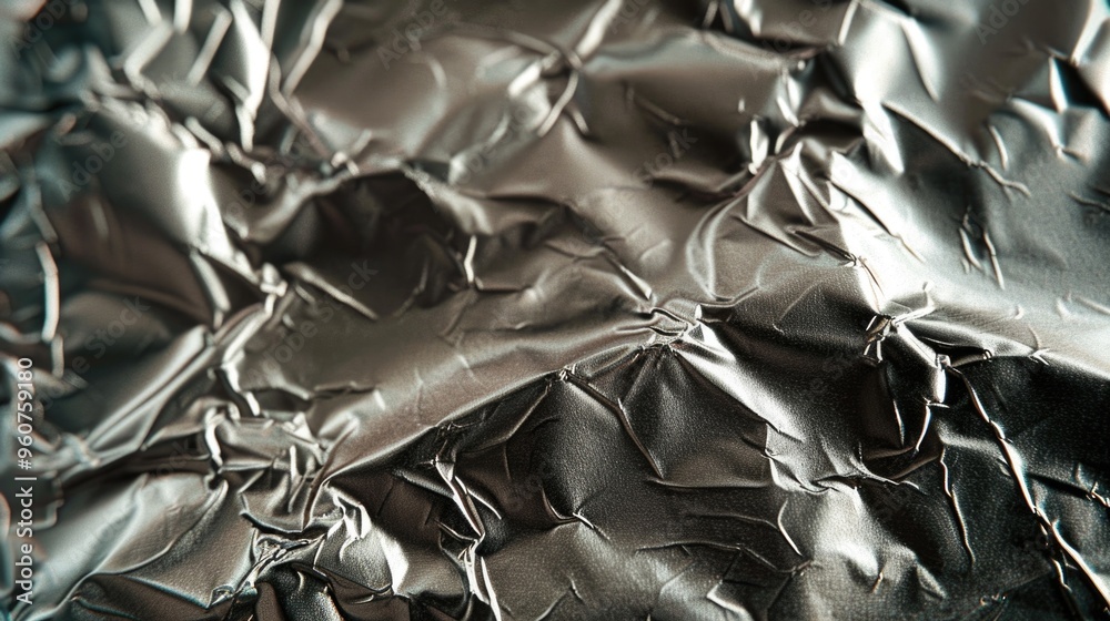 Poster a detailed image of silver foil with subtle texture and shine