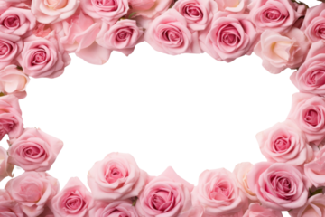 PNG Pink Roses frame on the white background