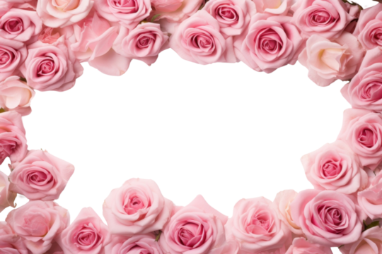PNG Pink Roses frame on the white background