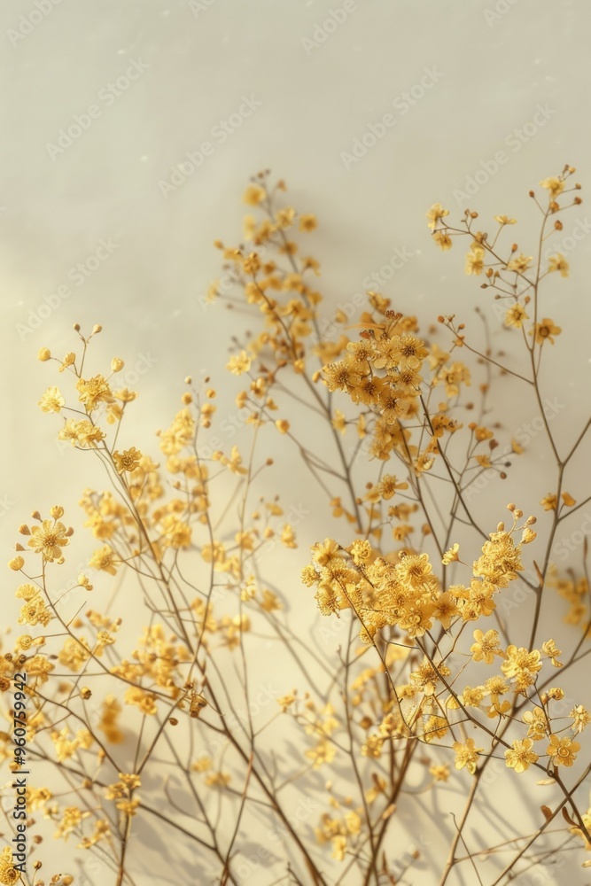 Poster fresh yellow blooms arranged neatly on a table
