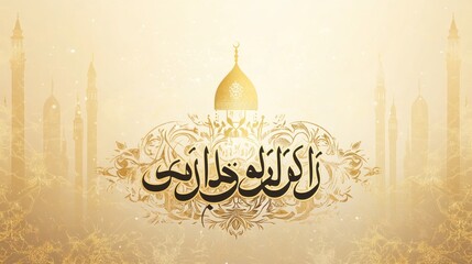 Islamic Calligraphy with Mosque Silhouettes