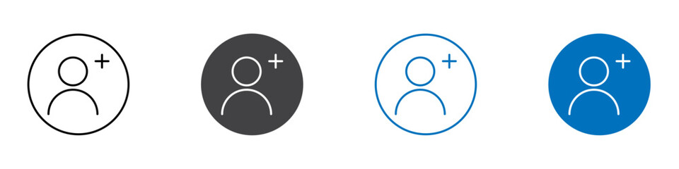 Add new user icon flat editable icon mark set.