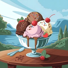 Naklejka premium strawberry ice cream