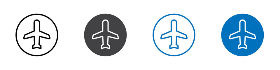 Aeroplane icon flat editable icon mark set.