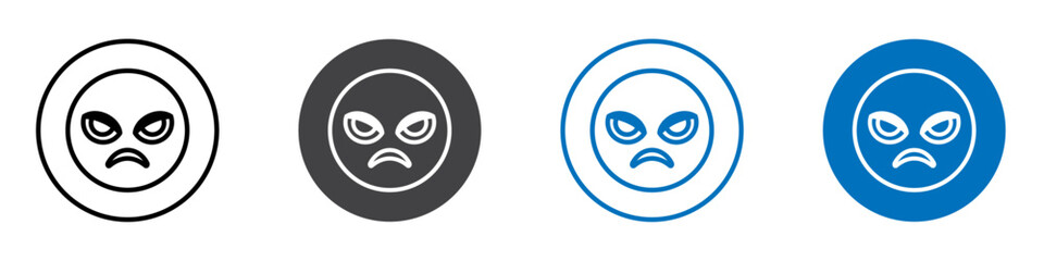 Angry emoji icon flat editable icon mark set.