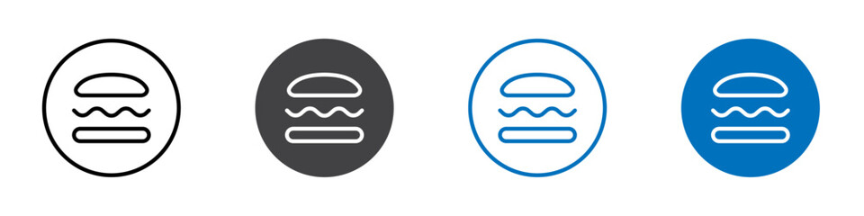 Burger icon flat editable icon mark set.