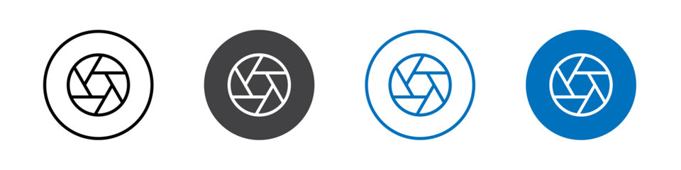Camera aperature icon flat editable icon mark set.
