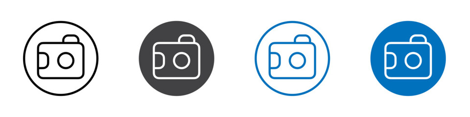 Camera icon flat editable icon mark set.