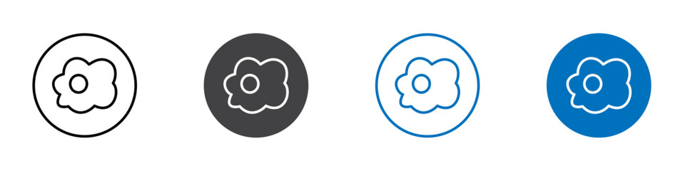 Egg fry icon flat editable icon mark set.