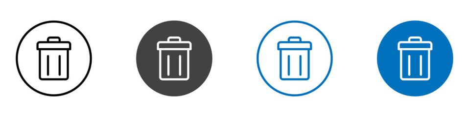 Dust bin icon flat editable icon mark set.