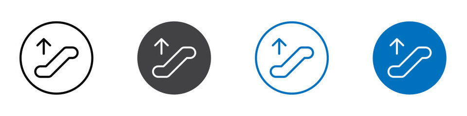 Escalator up icon flat editable icon mark set.