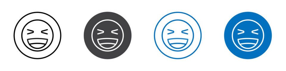 Laughing emoji icon flat editable icon mark set.