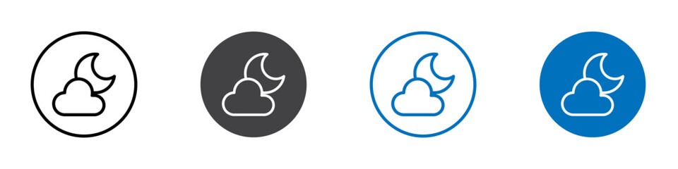 Moon and cloud icon flat editable icon mark set.
