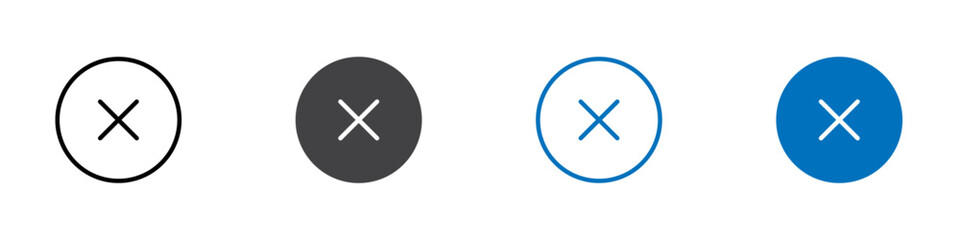 Multiply icon flat editable icon mark set.