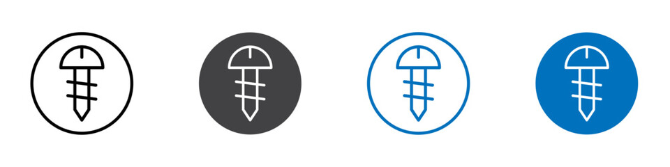 Nail Screw icon flat editable icon mark set.