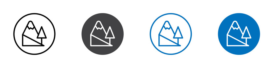 Mountain slide icon flat editable icon mark set.
