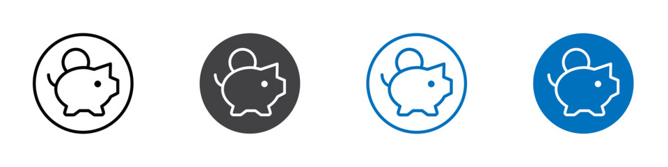 Piggy bank icon flat editable icon mark set.