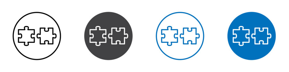 Puzzle icon flat editable icon mark set.