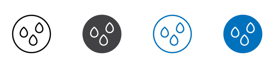 Rain drops icon flat editable icon mark set.