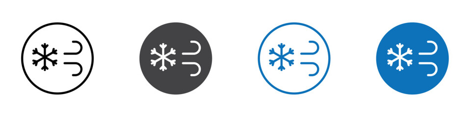 Snow blowing flat editable icon mark set.