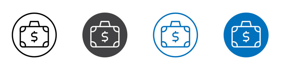 Suitcase icon flat editable icon mark set.